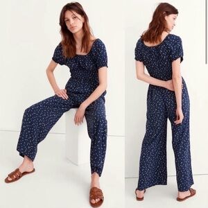 Madewell Smocked Wide-Leg Jumpsuit in Celestial Stars Size XL